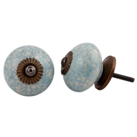 Turquoise Cream Crackle Drawer Knob